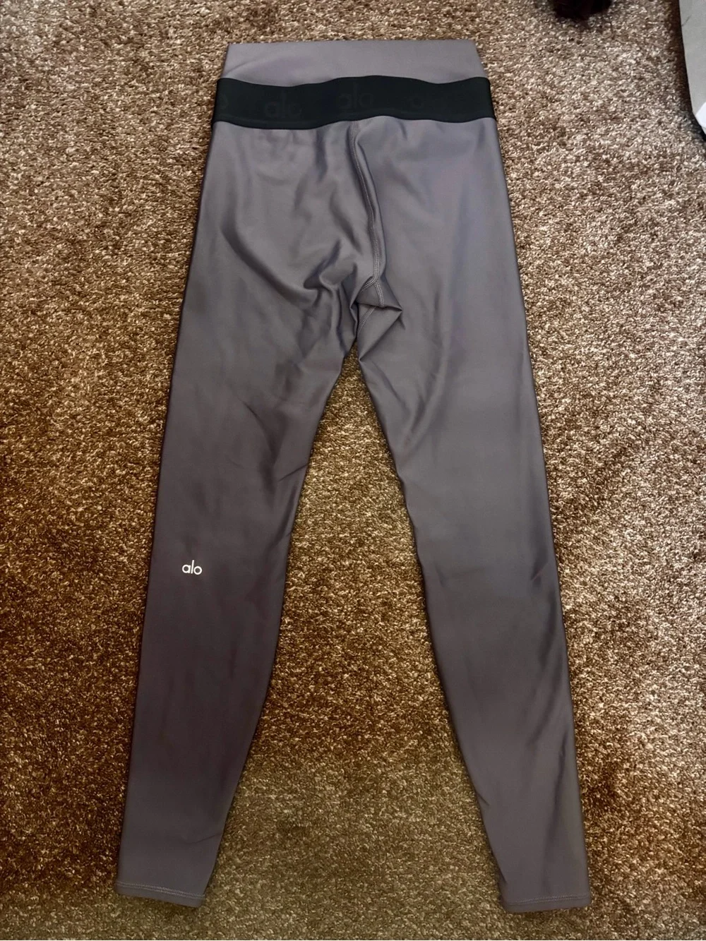 Alo Yoga High Waist Airbrush Leggings Purple Dusk/Black Logo Waistband M
